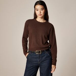 J. Crew Perfect Cashmere Crewneck Sweater Heather Espresso Brown Size Large NWT